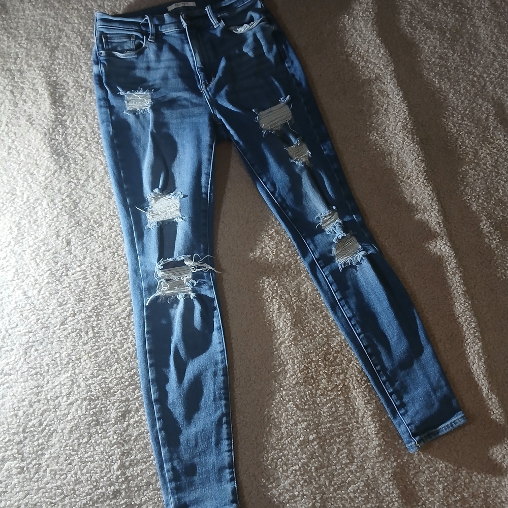 PacSun Women’s High Waist Distressed Skinny Jeans Medium Wash Size 26"/2 EUC